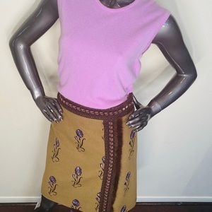 ANDREW GN  OLIVE GREEN EMBROIDERED SKIRT